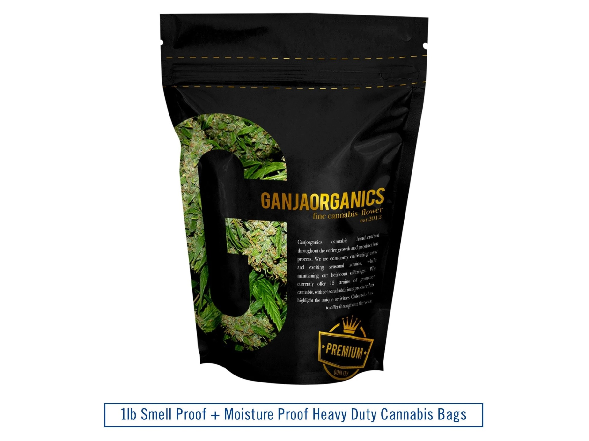 1lb Smell Proof + Moisture Proof Heavy Duty Weed Bags