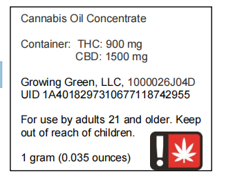 Example of a small container label for a concentrate.