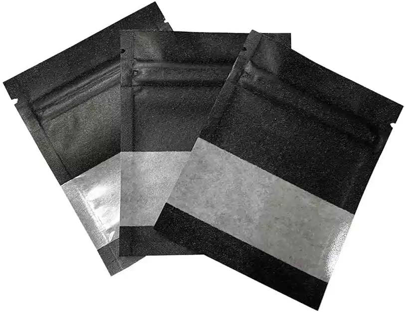 Small Black Kraft Resealable CBD Packaging Bags 2.7 x 3.5 Inches