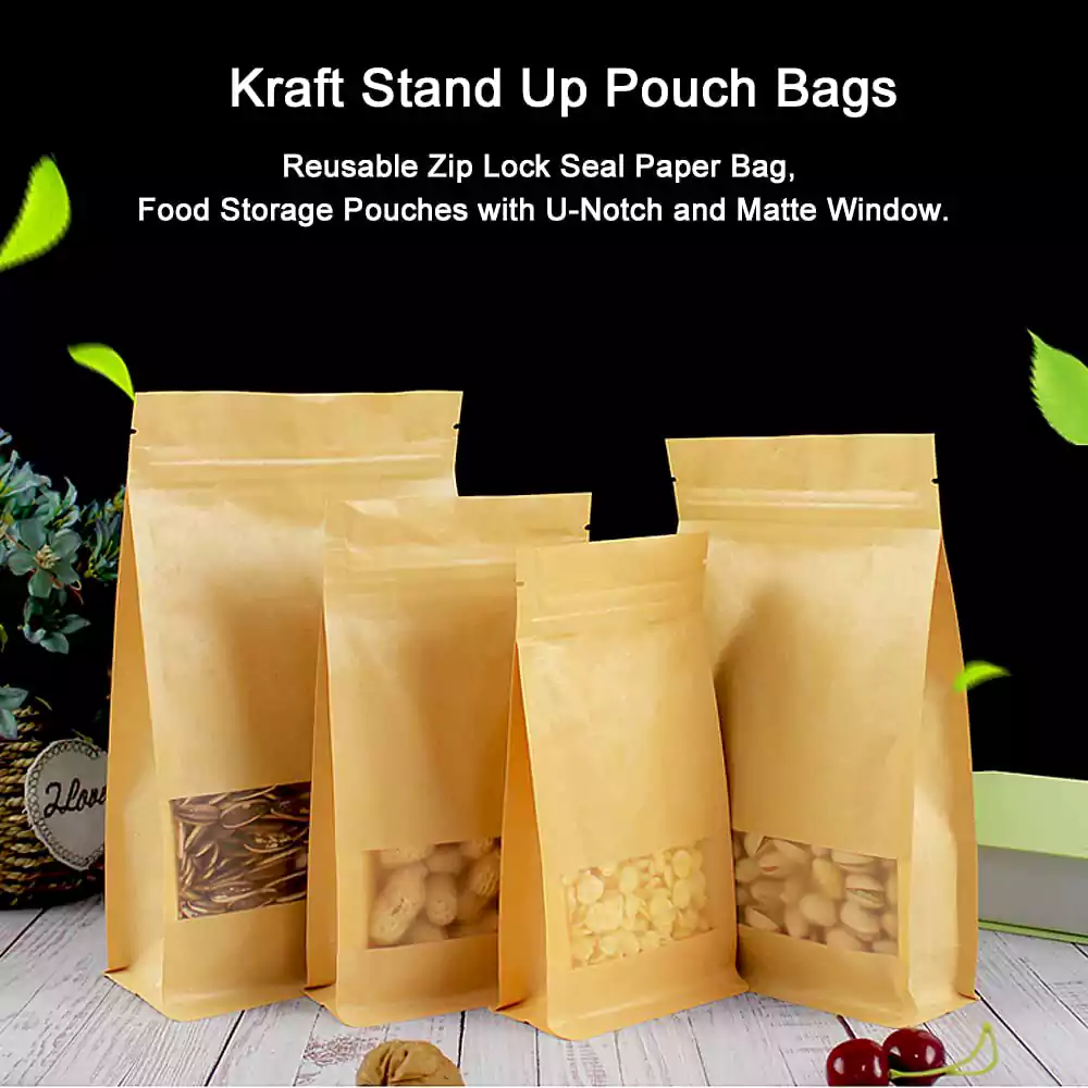 Kraft Stand Up Pouch Bags for Dispensary