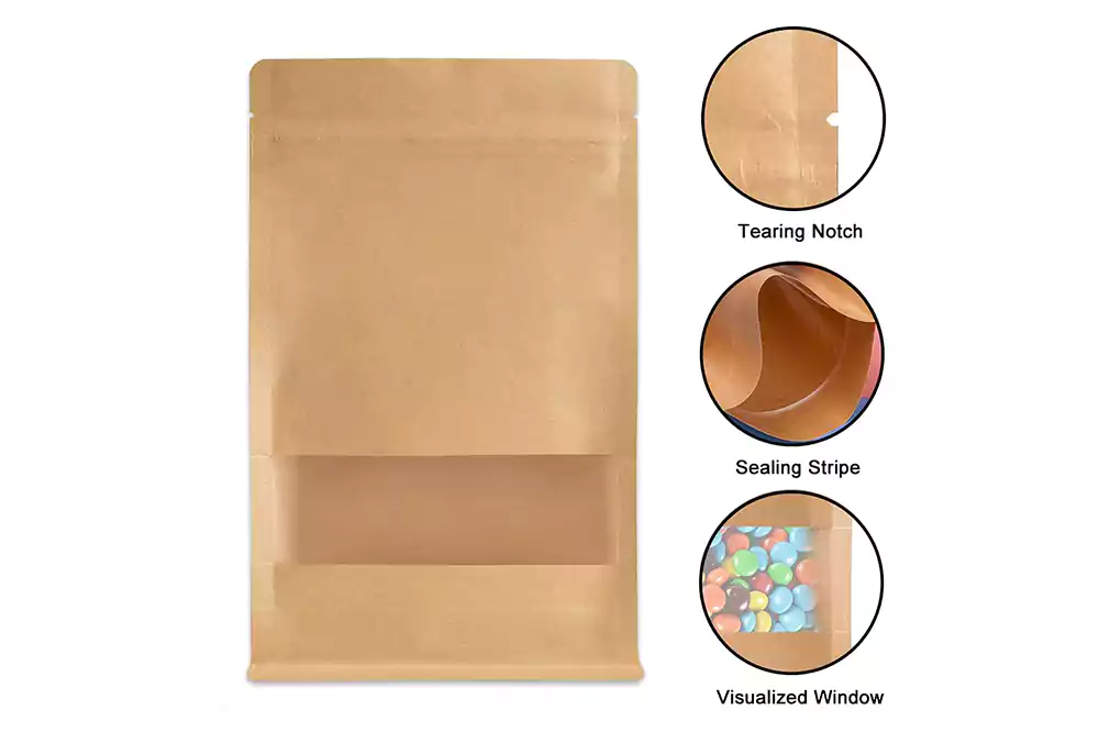 Kraft Stand Up Pouch Bags for Dispensary