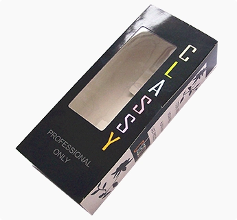 Hair extention folding carton with the clear plastic window.