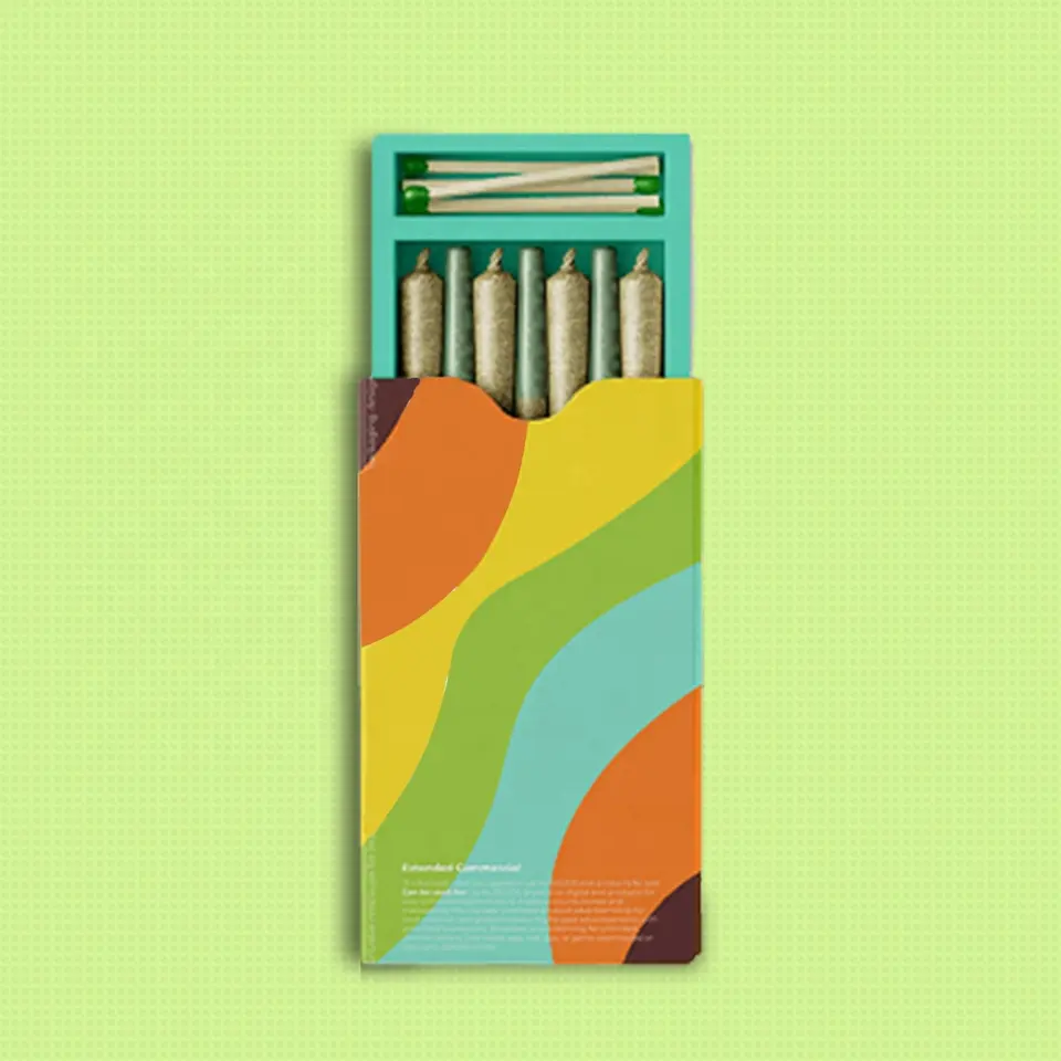 Green&Pink Pre Rolled Cones Packaging With Matches