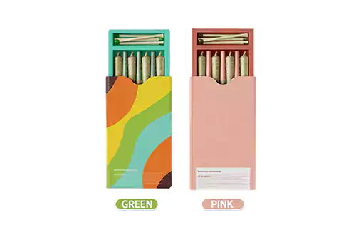 Green&Pink Pre Rolled Cones Packaging With Matches