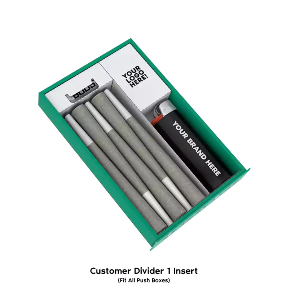 Pre Roll Box with Button and Two Childproof Options Three Customer Divider Insert Types
