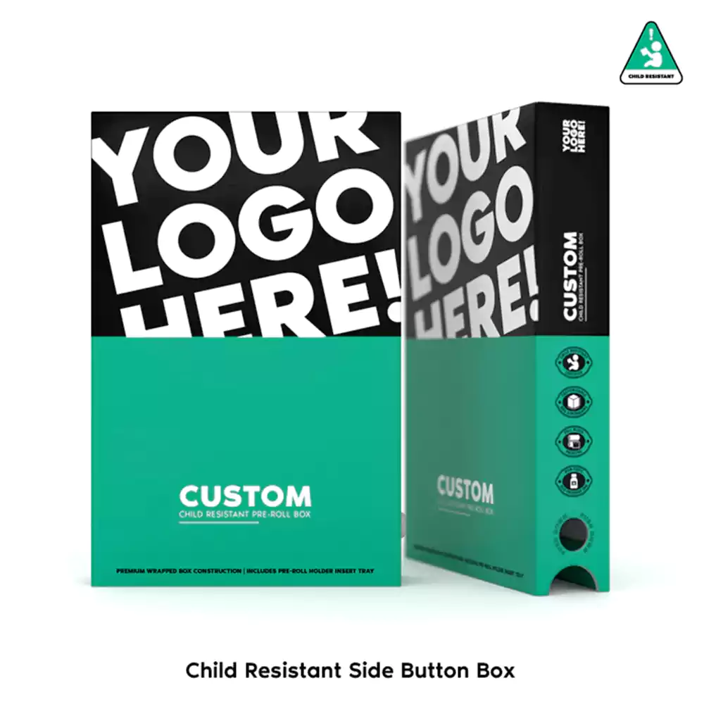 Pre Roll Box with Button and Two Childproof Options Three Customer Divider Insert Types