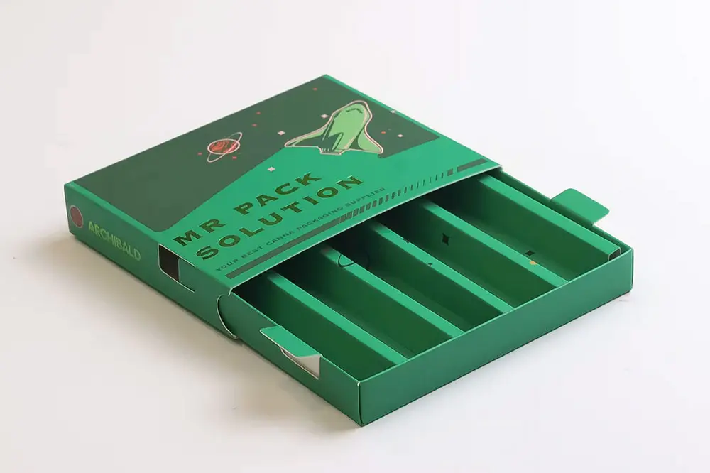 Green Wide-Format Pure Paper Pre-Roll Box for 5 Pre-Rolls
