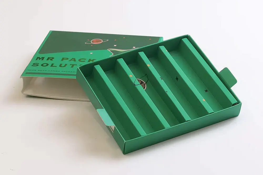 Green Wide-Format Pure Paper Pre-Roll Box for 5 Pre-Rolls