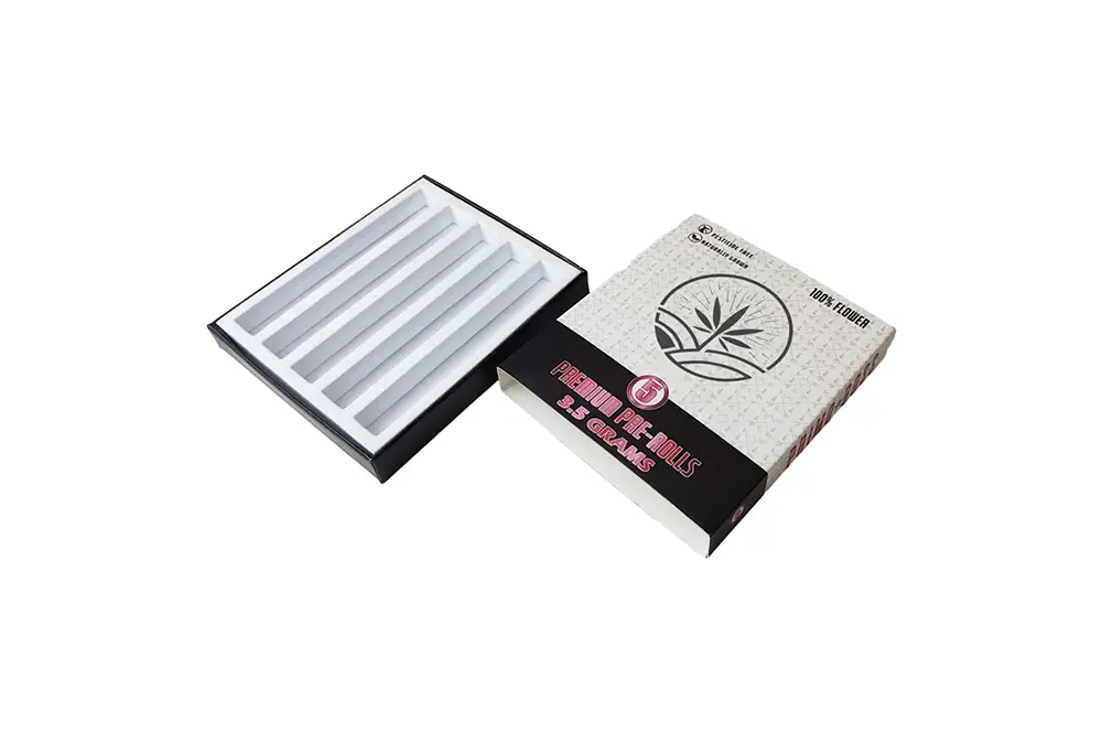 Paper pre-roll box with foam insert