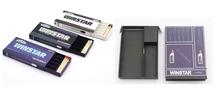 pre roll box with match or lighter divider slot