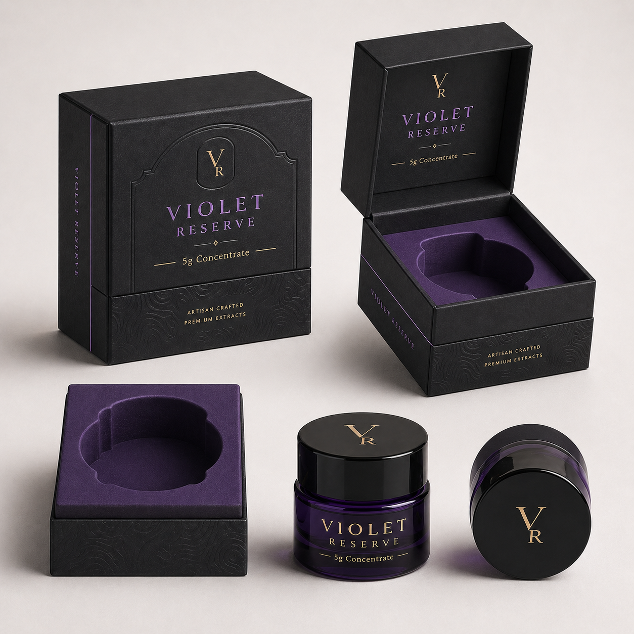 5g Concentrate Violet Glass Packaging Box
