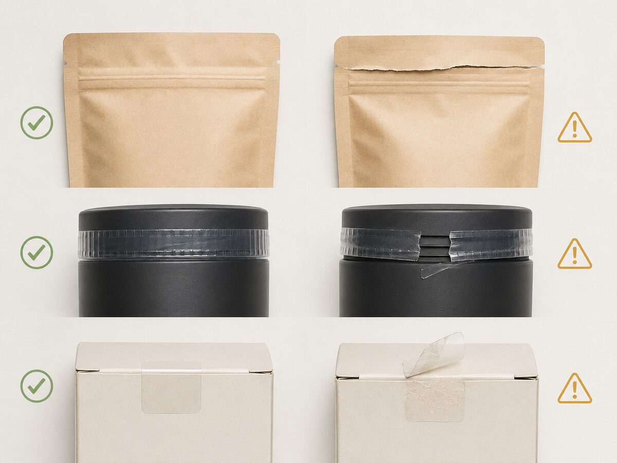 Comparison of intact and visibly damaged tamper-evident packaging seals