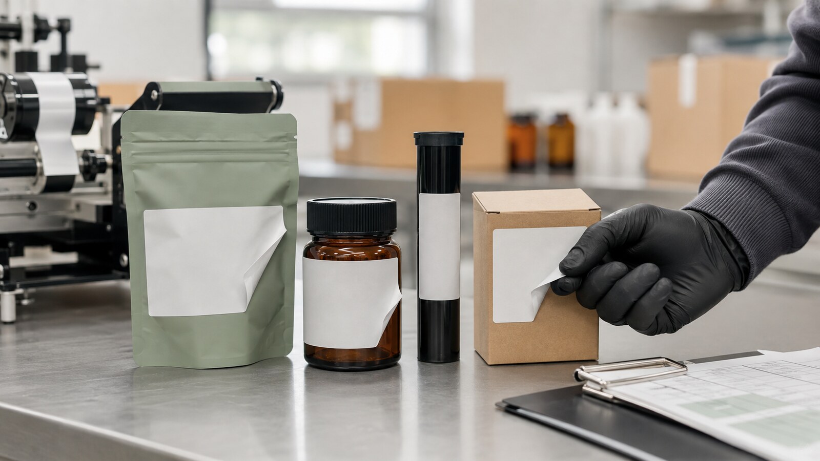 Quality-control inspection of peeling labels on cannabis packaging