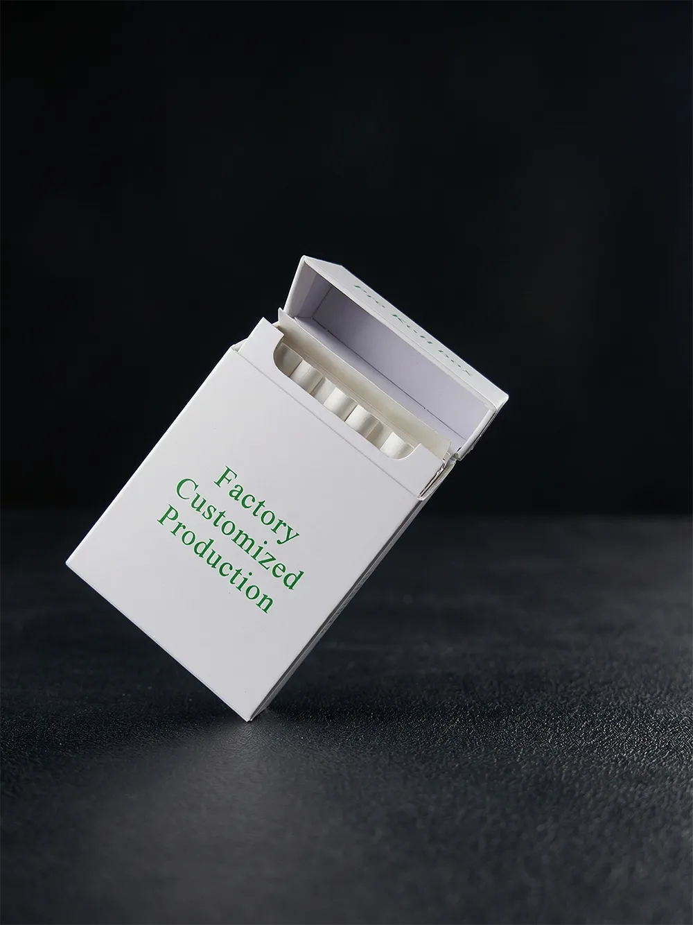 Flip-top box opened to show the hinge and opening action